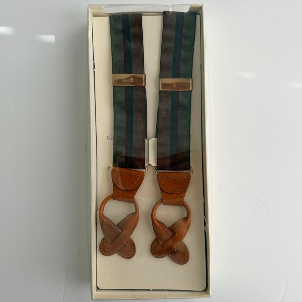 NEW Vintage Martin Dingman Suspenders Braces NEW Burgundy Red Green Leather